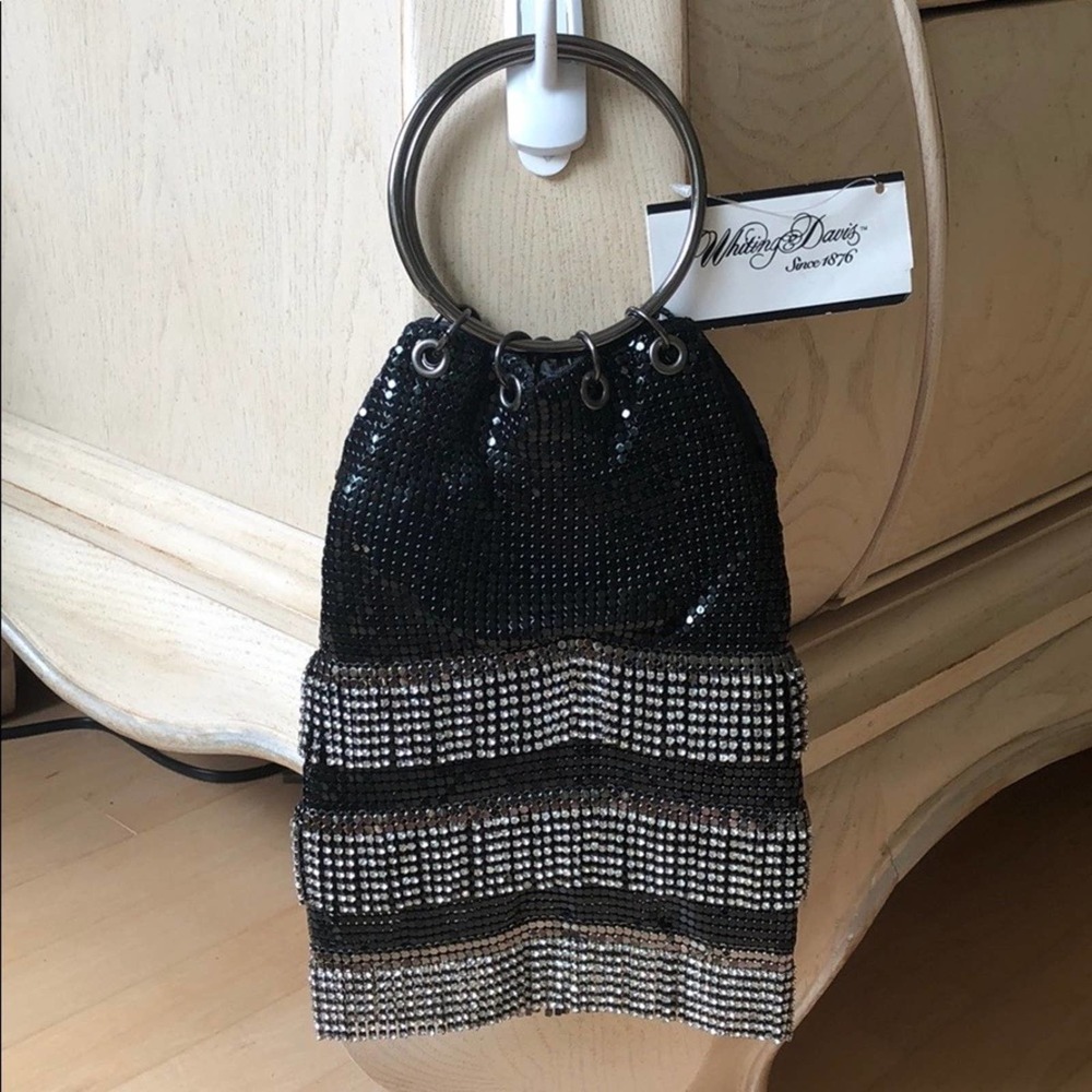 NWT Whiting & Davis Mesh & Rhinestone Fringe Bag
